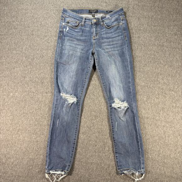 Judy Blue Jeans Womens 9 29 Slim Fit Distressed Ripped Raw Hem Stretch Denim Pan - Picture 1 of 8